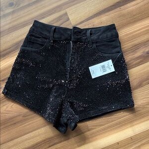Glamorous blue b Black Studded High Waist Women's Shorts